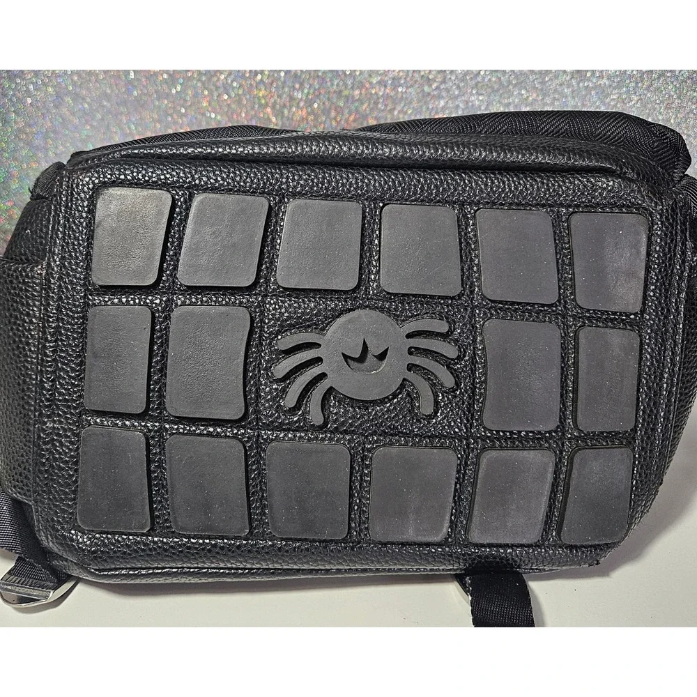 Itzy Ritzy Boss Backpack Diaper Bag Black Herringbone Vegan Leather Tassel - Picture 3 of 12